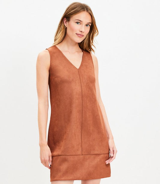 Faux Suede Mini Shift Dress