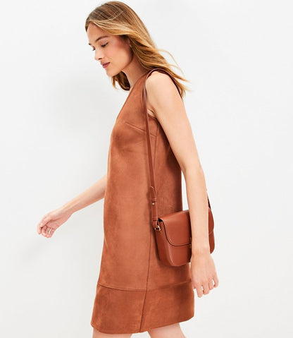 Faux Suede Mini Shift Dress