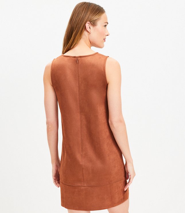 Faux Suede Mini Shift Dress