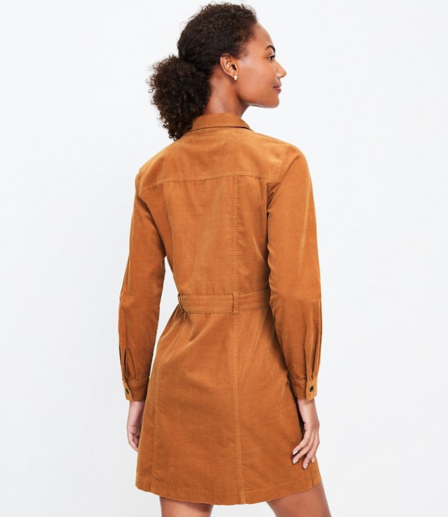 Corduroy Mini Pocket Shirtdress