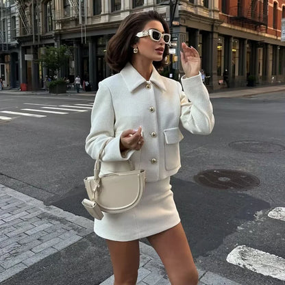 TRAF White Tweed Bomber Jacket Women Varsity Cropped Jacket Woman Outerwears Demi-season Jackets for Women Spring Women's Coats